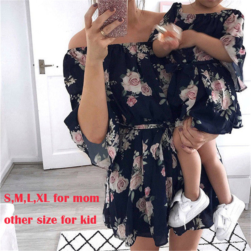 فستان صيفي بحزام للأم والطفلة بتصميم مميز